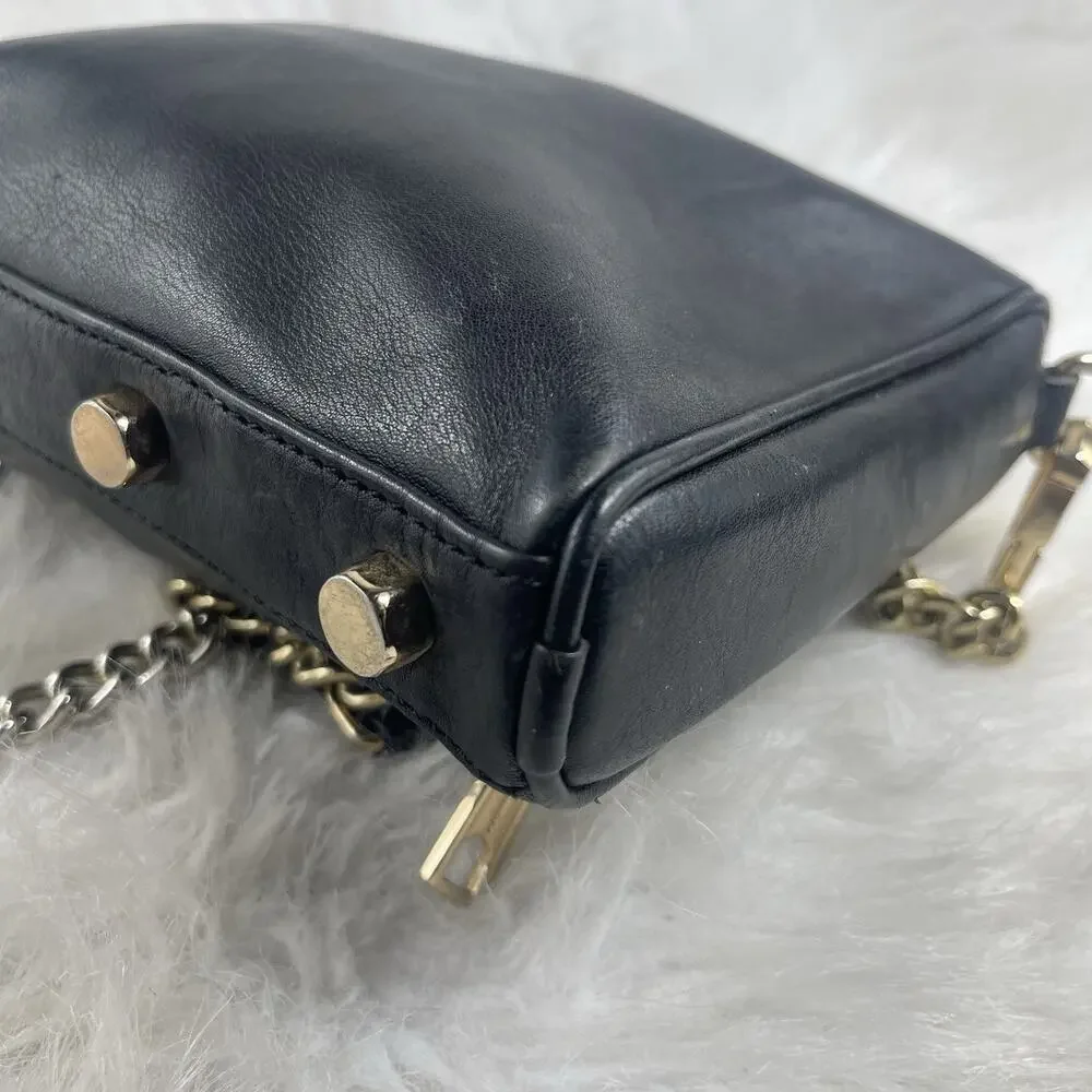 Rebecca Minkoff Zipper Leather Black Crossbody Bag